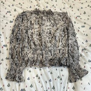 Japna Black and Gray Patterned Blouse